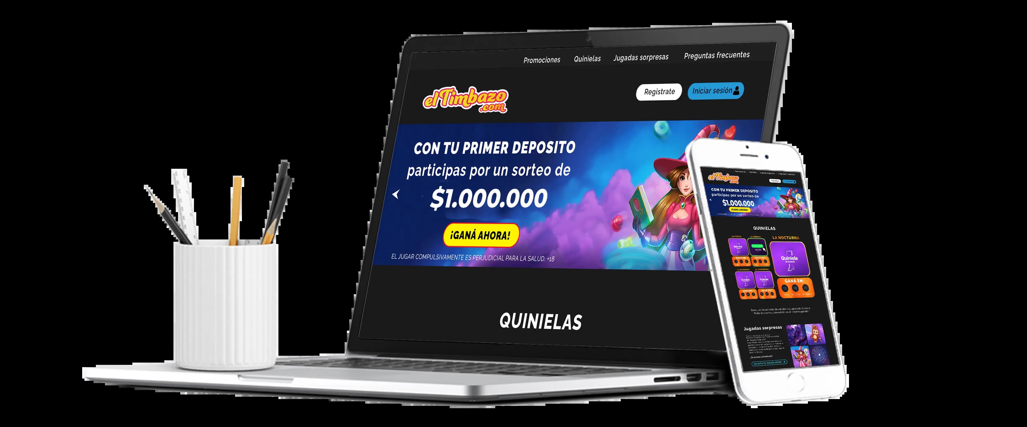 Laptop y móvil mostrando la plataforma